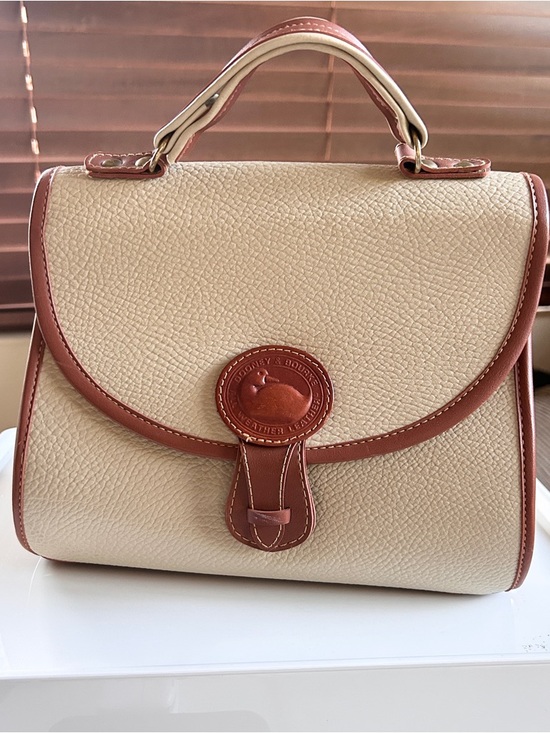 Dooney & Bourke Handbags - Beautiful vintage Dooney & Bourke Cream and Brown Leather Top-Handle Satchel